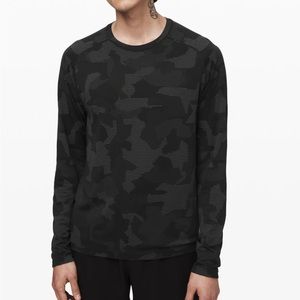Lululemon Mens Metal Vent Tech Long Sleeve Large Shirt - Black/Grey Camo